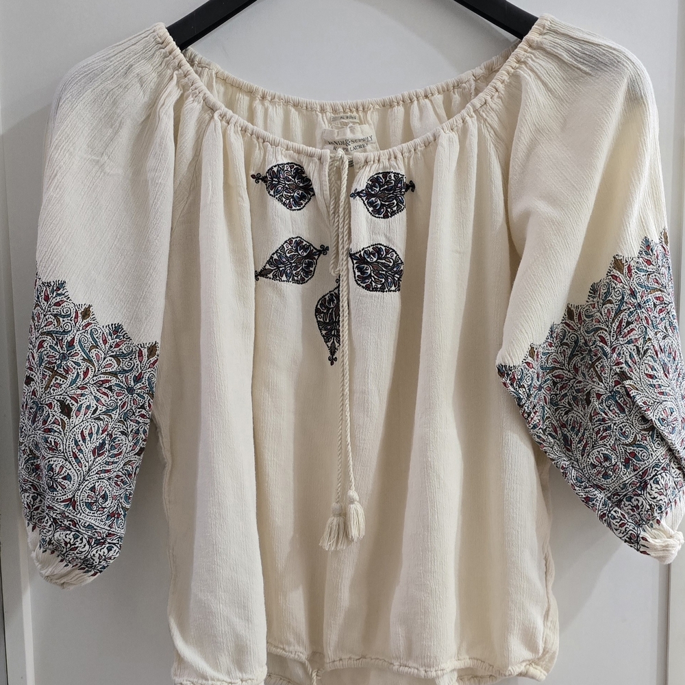 Denim & Supply Ralph Lauren Cream Embroidered Blouse